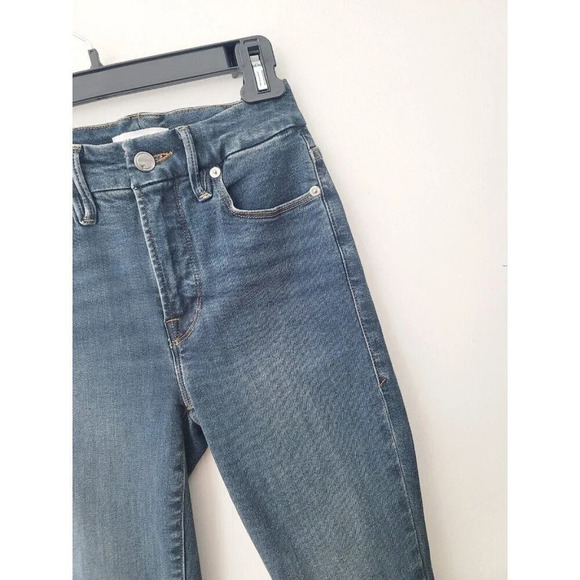 Good American Good Legs Deep V Blue609 Organic High Rise Skinny Blue Jeans 00 24 - Picture 2 of 10